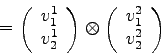 \begin{displaymath}= \left(
\begin{array}{c}
v_1^1 \\
v_2^1
\end{array}\right)
\otimes
\left(
\begin{array}{c}
v_1^2 \\
v_2^2
\end{array}\right)\end{displaymath}